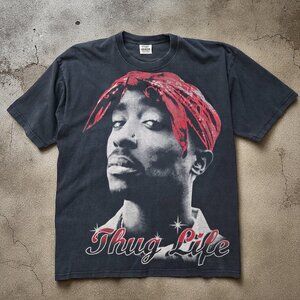 Vintage Tupac Thug Life 90s Rap Tee Men's Double Line Super Heavy Hip Hop 2XLT